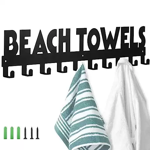 IBosins Large Beach Towel Rack with 10 Hooks
