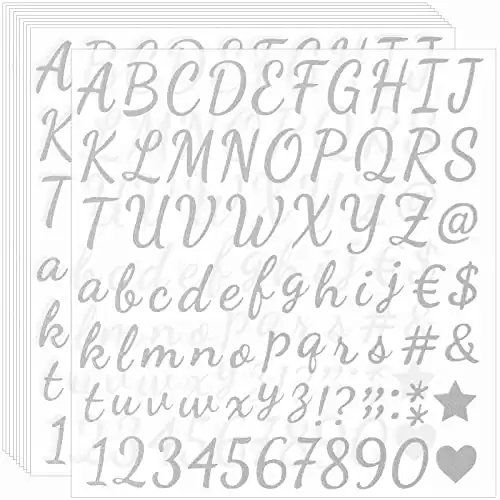 Waynoda 790 Pieces 10 Sheets Self Adhesive Glitter Alphabet
