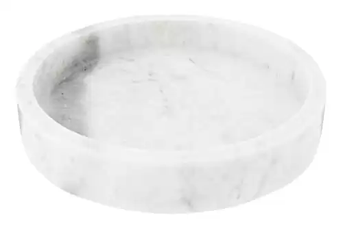 Creative Co-Op Minimalist Round Carved Marble Tray or Charcuterie Board, White, 8"