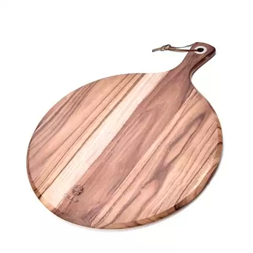 BILL.F Acacia Wood Pizza Peel,12” Cutting Board