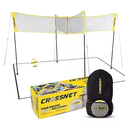 CROSSNET Quick Assemble 4 Square Volleyball Game Set