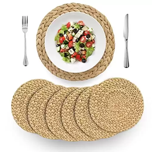 BARIEN Woven Placemats Round Natural Water Hyacinth Weave